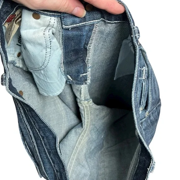 7 For All Mankind Low Rise Bootcut Jeans Sz 30 Classic Y2K Flare Flower Patch - Picture 11 of 11